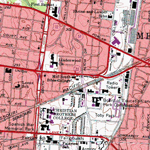 Topographic Map of Crichton College, TN