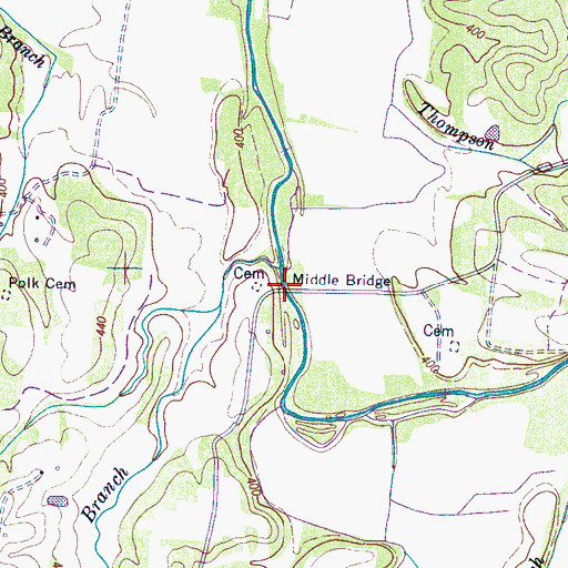 Topographic Map of Middle Bridge, TN