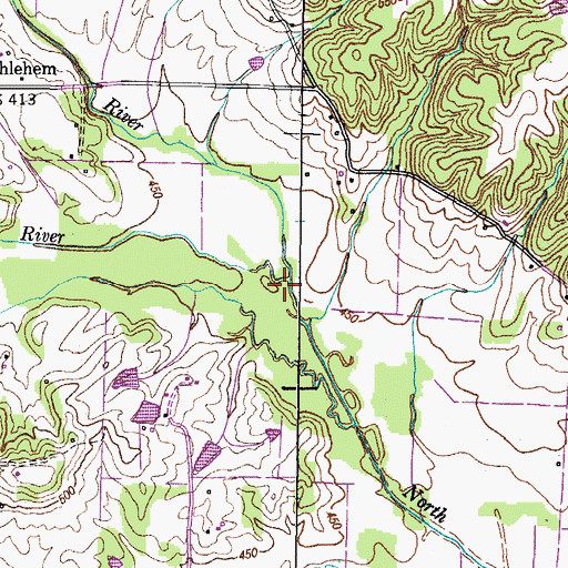 Topographic Map of Middle Fork Blood River, TN