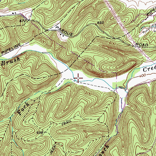 Topographic Map of Middle Fork Brush Creek, TN