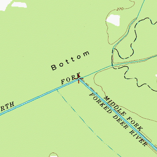 Topographic Map of Middle Fork Forked Deer River, TN