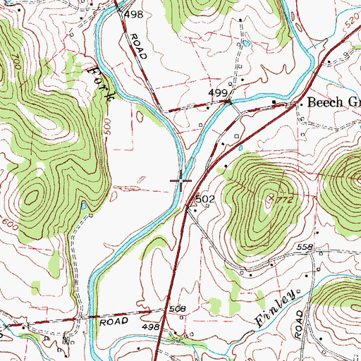 Topographic Map of Middle Fork Goose Creek, TN