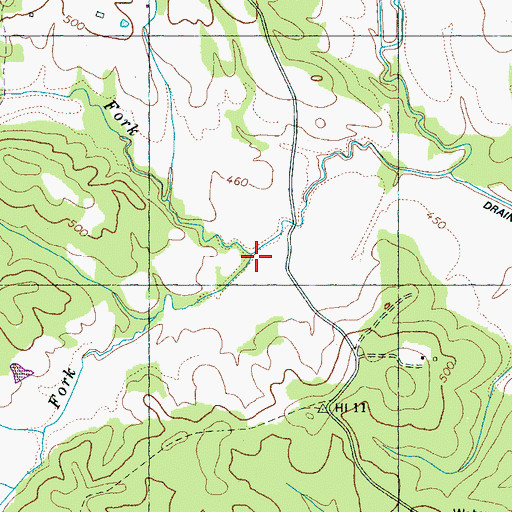Topographic Map of Middle Fork Owl Creek, TN