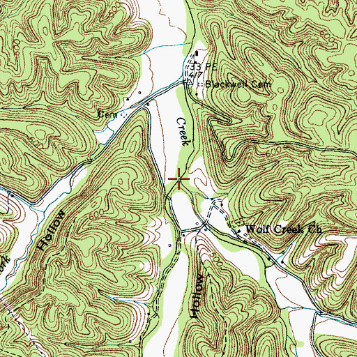 Topographic Map of Middle Fork Wolf Creek, TN