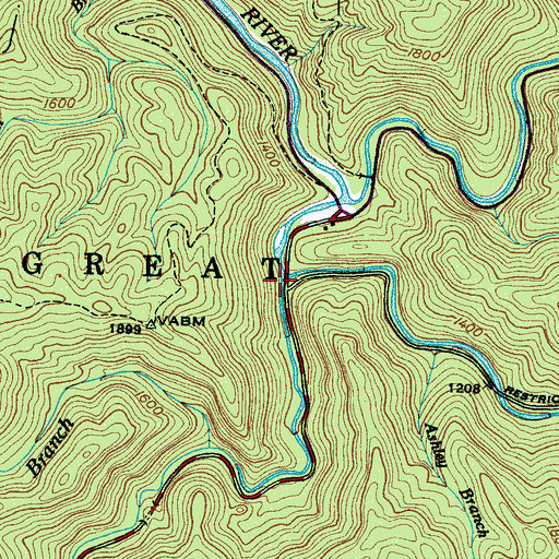Topographic Map of Middle Prong Little River, TN