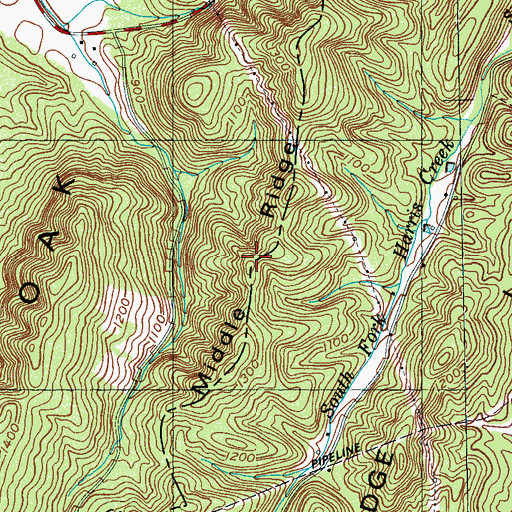Topographic Map of Middle Ridge, TN