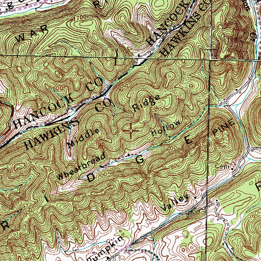 Topographic Map of Middle Ridge, TN