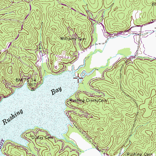 Topographic Map of Middle Rushing Creek, TN