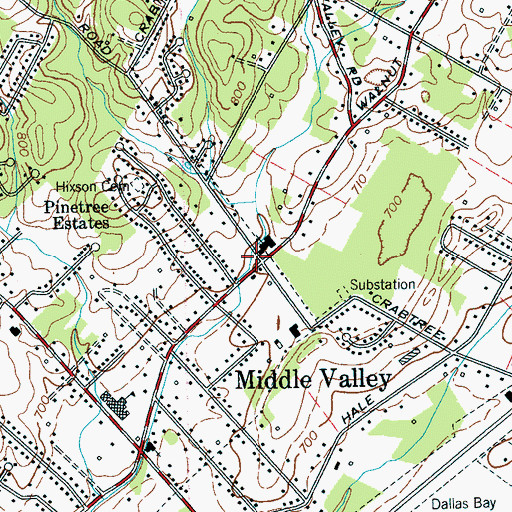 Topographic Map of Middle Valley, TN