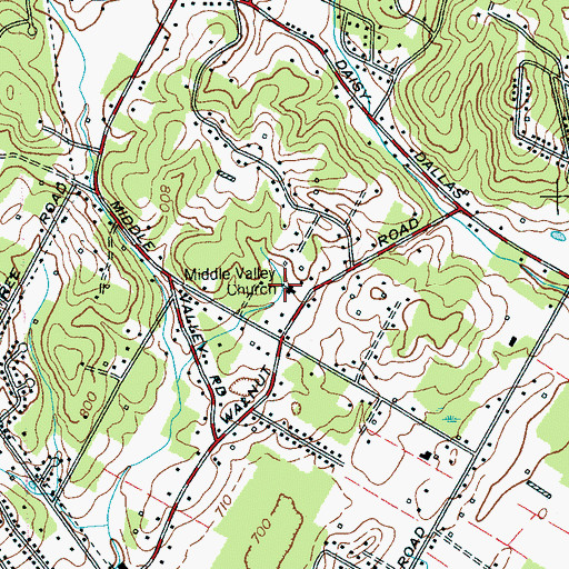 Topographic Map of Middle Valley Church, TN