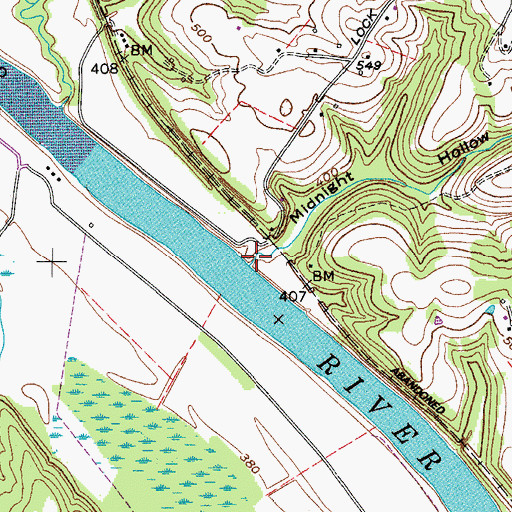 Topographic Map of Midnight Hollow, TN