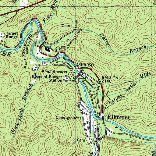 Topographic Map of Mids Branch, TN