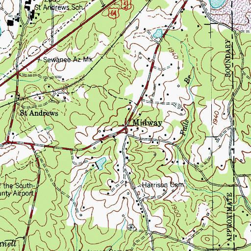 Topographic Map of Midway, TN