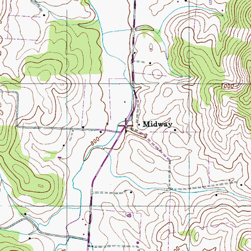 Topographic Map of Midway, TN