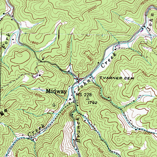 Topographic Map of Midway, TN