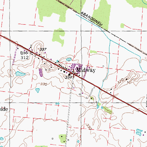 Topographic Map of Midway, TN