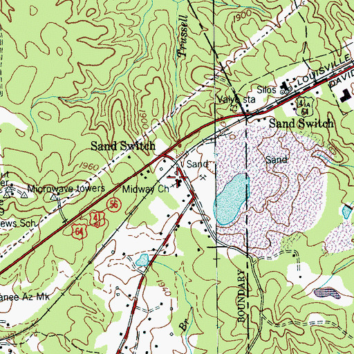 Topographic Map of Midway Church, TN