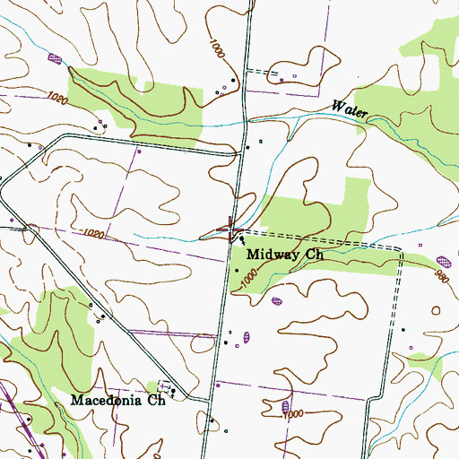 Topographic Map of Midway Church, TN