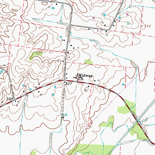 Topographic Map of Midway Church, TN