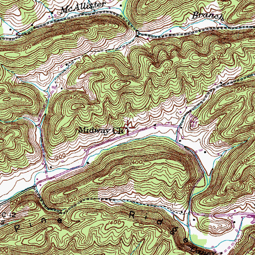 Topographic Map of Midway Church, TN