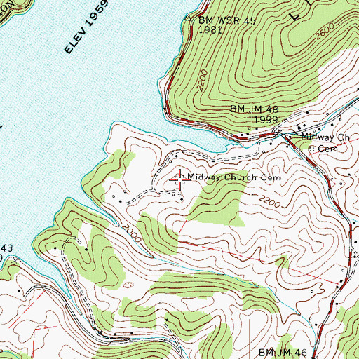 Topographic Map of Midway Church Cemetery, TN