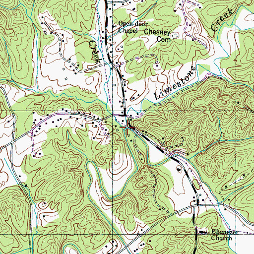Topographic Map of Midway Creek, TN