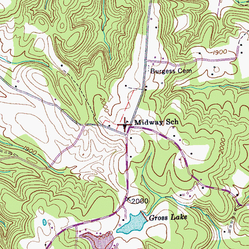 Topographic Map of Midway School, TN
