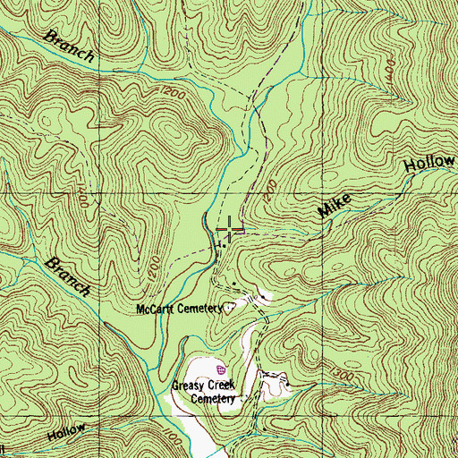 Topographic Map of Mike Hollow, TN
