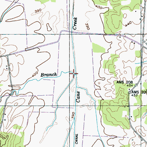 Topographic Map of Milam Branch, TN