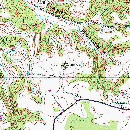 Topographic Map of Milam Cemetery, TN