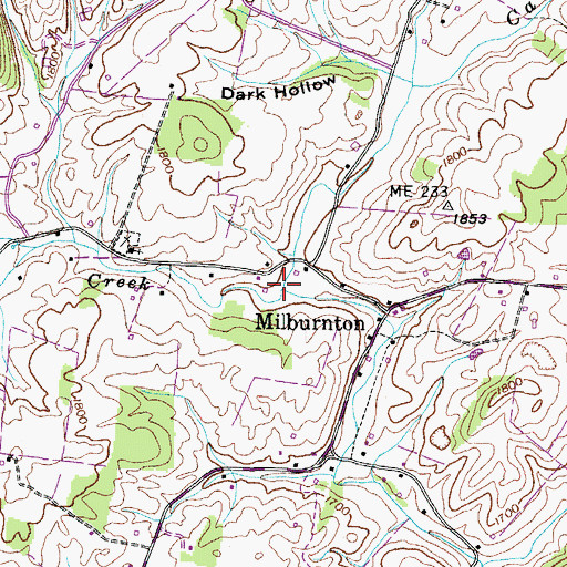 Topographic Map of Milburnton Creek, TN