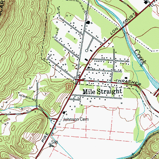 Topographic Map of Mile Straight, TN