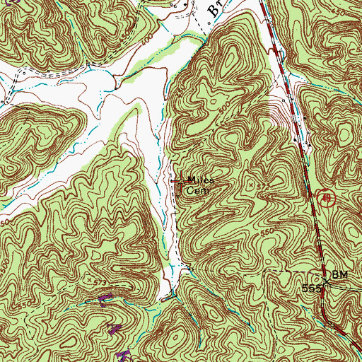 Topographic Map of Miles Cemetery, TN