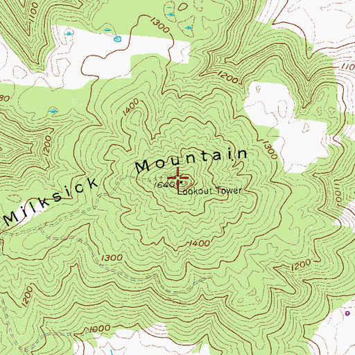 Topographic Map of Milksick Mountain, TN
