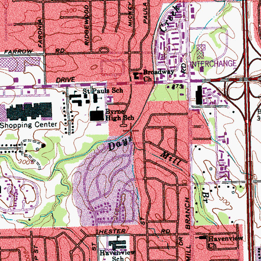 Topographic Map of Mill Branch, TN