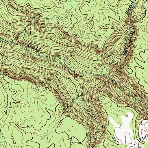 Topographic Map of Mill Branch, TN