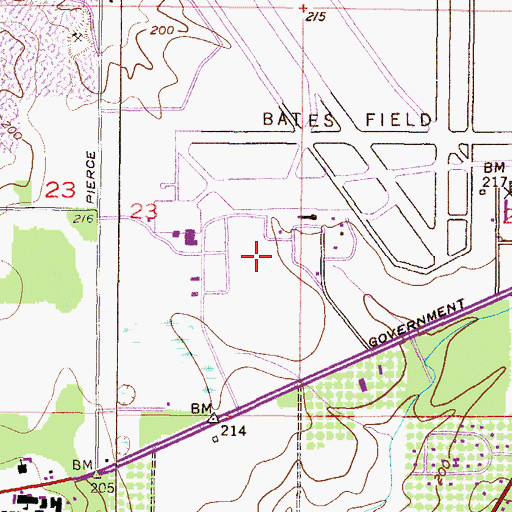Topographic Map of Mobile Regional Airport, AL