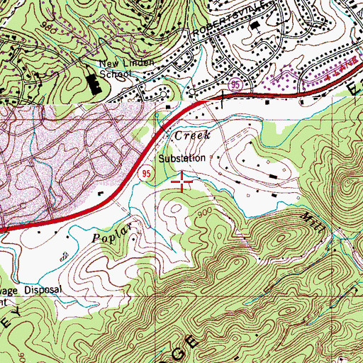 Topographic Map of Mill Branch, TN