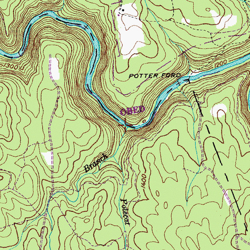 Topographic Map of Mill Branch, TN