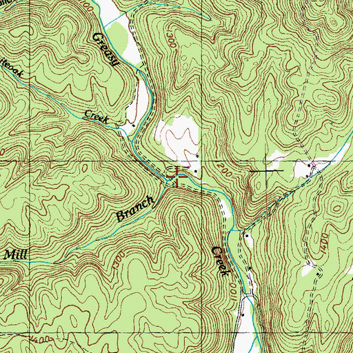 Topographic Map of Mill Branch, TN