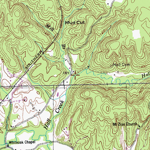Topographic Map of Mill Branch, TN