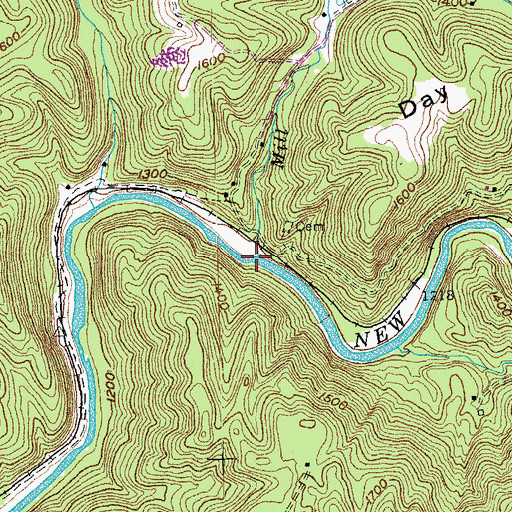 Topographic Map of Mill Branch, TN
