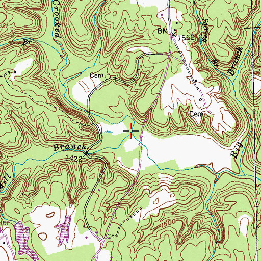 Topographic Map of Mill Branch, TN