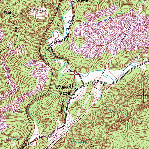 Topographic Map of Mill Branch, TN