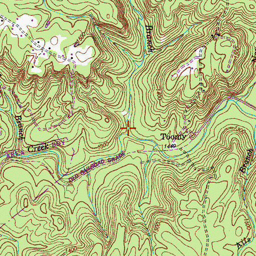 Topographic Map of Mill Branch, TN