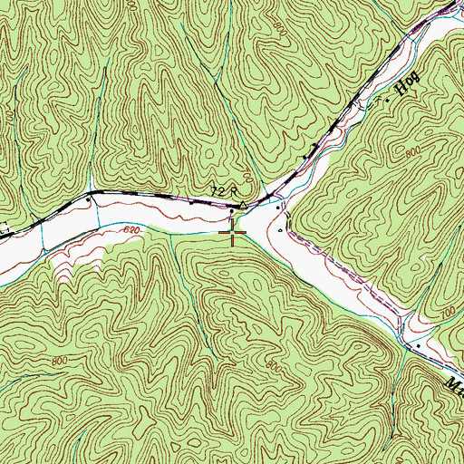 Topographic Map of Mill Branch, TN