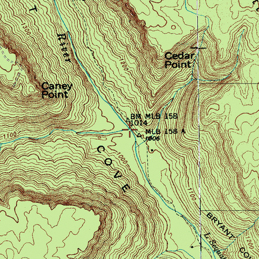 Topographic Map of Mill Creek, TN