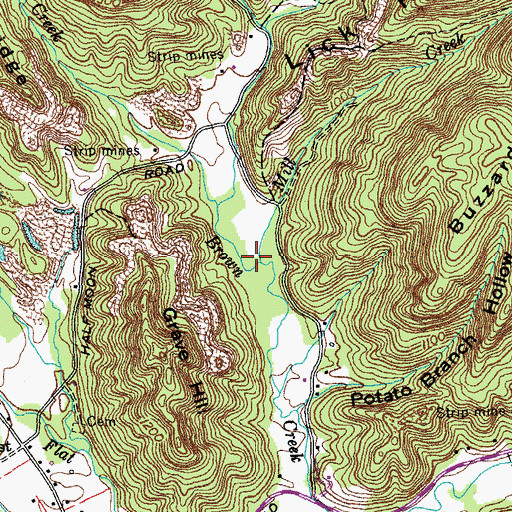 Topographic Map of Mill Creek, TN