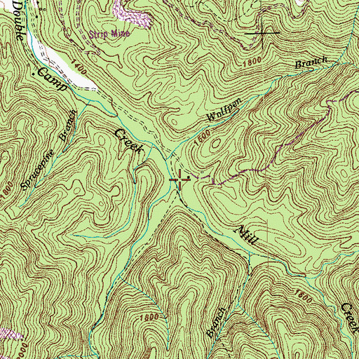 Topographic Map of Mill Creek, TN