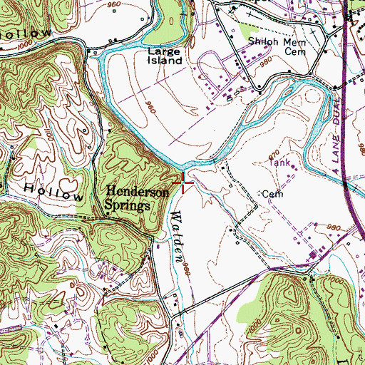 Topographic Map of Mill Creek, TN